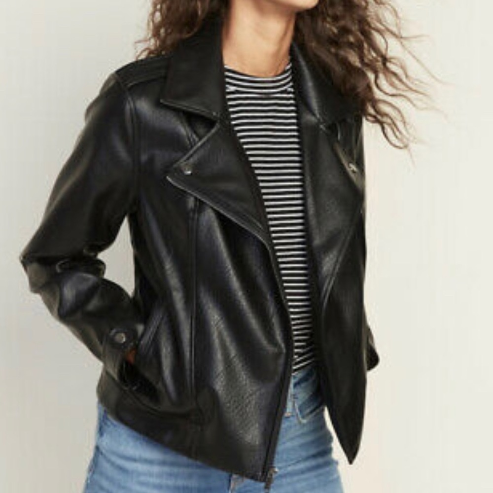 Faux Leather Moto Jacket for Women XL